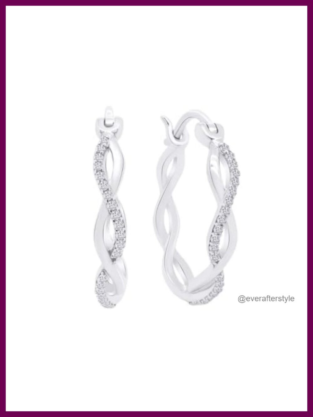 Twisted Moissanite Huggie Hoop Earrings for Women, 14k White Gold Plated